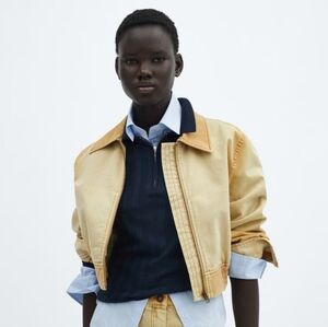 Mango Worn Effect Bomber Jacket